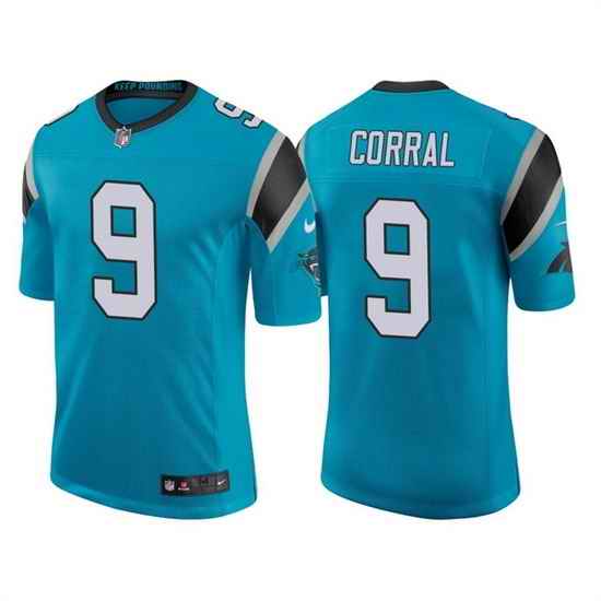 Men Carolina Panthers 9 Matt Corral 2022 Blue Stitched Jersey